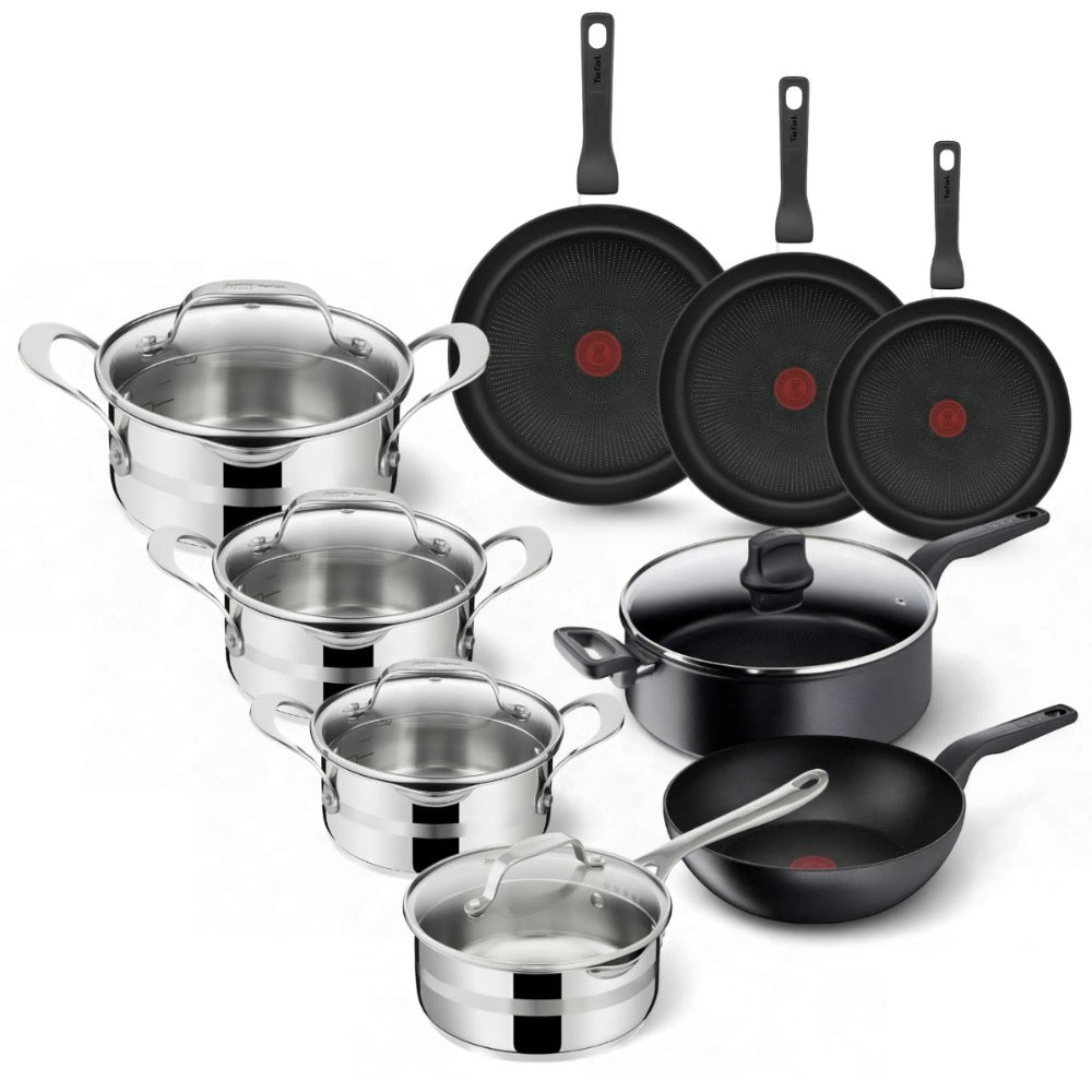 Tefal Hard Titanium Pro Complete Pannenset - 9-delig - Kookpotten - Koekenpannen - Wokpan - Hapjespan - Aluminium