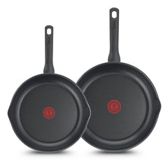 Tefal Day by Day Bratpfannenset – 24/28 cm – Nicht Induktionsgeeignet – Antihaftbeschichtung – Ausgießer – Aluminium – Schwarz