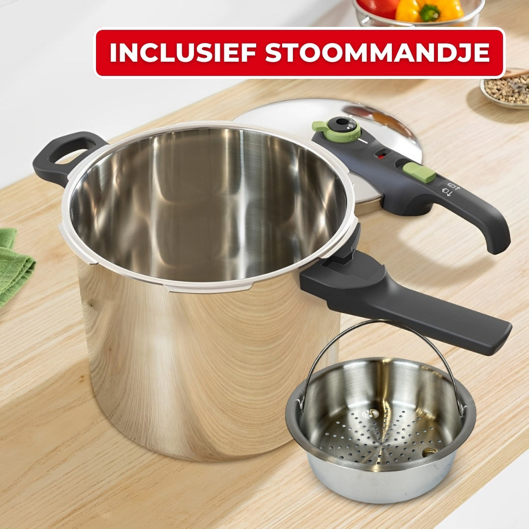 Tefal Secure 5 Trendy Snelkookpan met Stoommandje - 8 liter - Inductie - RVS