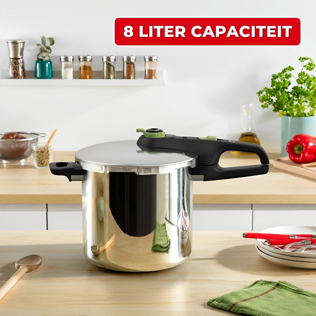 Tefal Secure 5 Trendy Snelkookpan met Stoommandje - 8 liter - Inductie - RVS