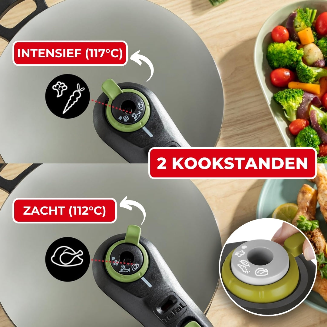 Tefal Secure 5 Trendy Snelkookpan met Stoommandje - 8 liter - Inductie - RVS
