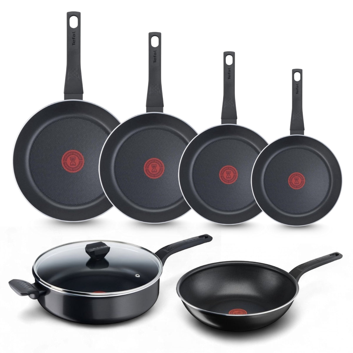 Tefal Easy Cook & Clean Pannenset 6-delig - Niet geschikt voor Inductie - Anti-aanbaklaag - Aluminium - Zwart