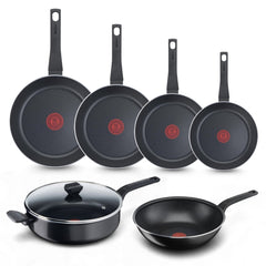 Tefal Easy Cook & Clean Pfannenset 6-teilig – Nicht Induktionsgeeignet – Antihaftbeschichtung – Aluminium – Schwarz