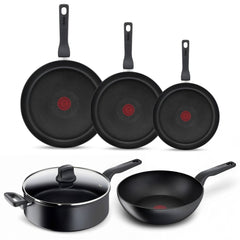 Tefal Hard Titanium Pro 5-teiliges Pfannenset - Bratpfannen mit Wokpfanne und Servierpfanne