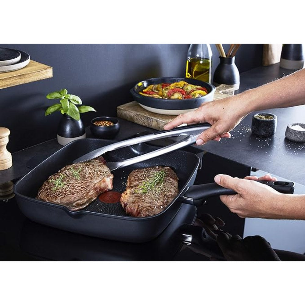 Tefal Ultimate Grillpan 28x28cm - Inductie - Aluminium - Anti-aanbaklaag - Zwart