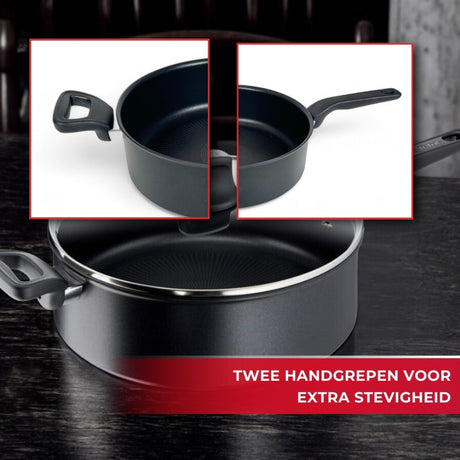 Hard Titanium Pro hapjespan ovenbestendig met ergonomische handgreep zwart