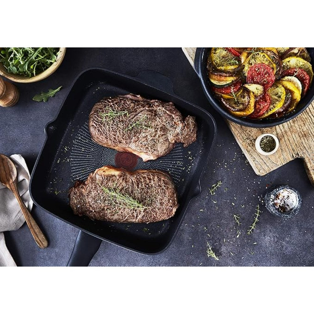 Tefal Ultimate Grillpan 28x28cm - Inductie - Aluminium - Anti-aanbaklaag - Zwart