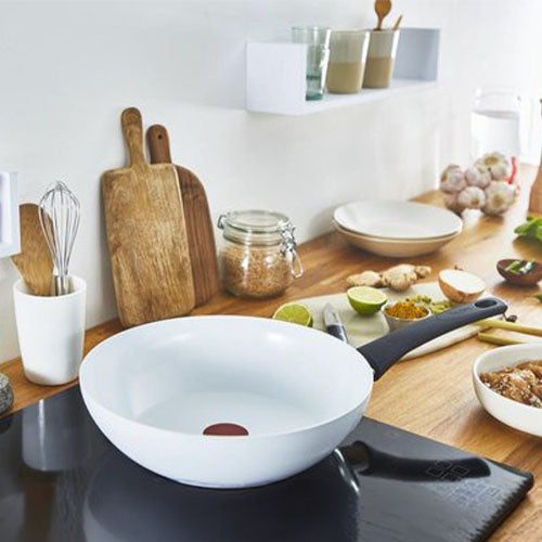 Tefal Ceramic Control Wokpan Ø 28 cm - Keramische Anti-aanbaklaag - Aluminium - Wit