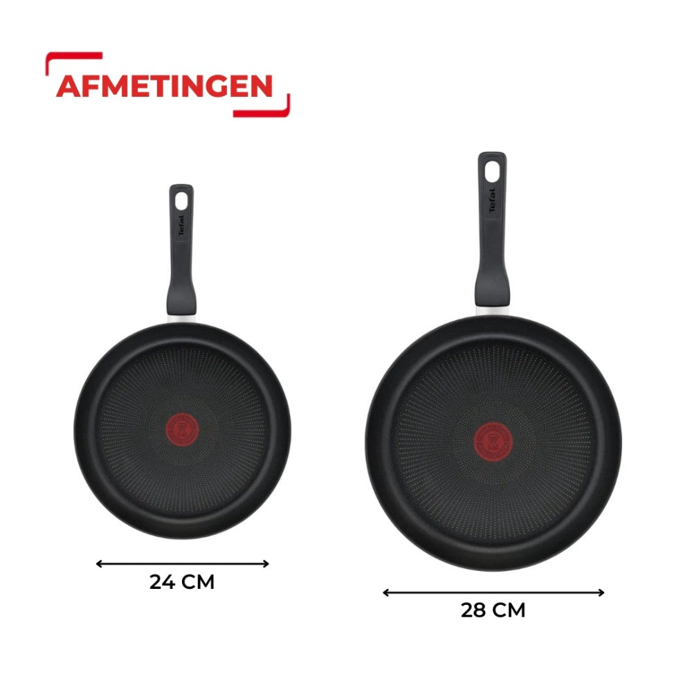 Tefal Hard Titanium Pro 2-delige Pannenset - Koekenpannen - Inductie - Zwart