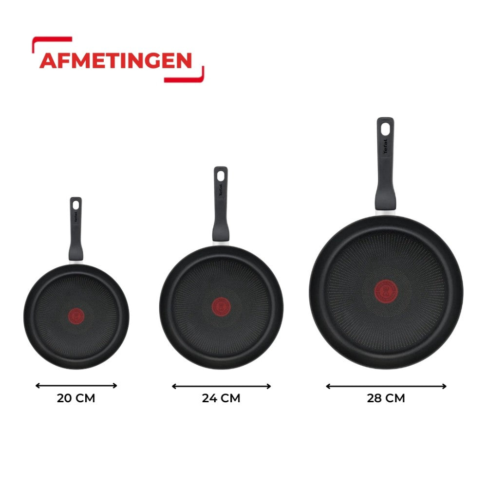 Tefal Hard Titanium Pro 3-delige Pannenset - Koekenpannen - Inductie - Zwart