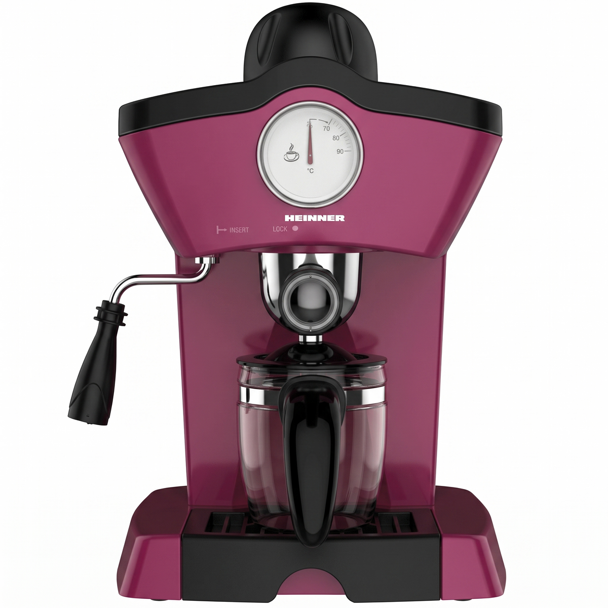 Heinner Charm HEM-200BG Handmatige Espressomachine – 800 W – 3,5 bar – Waterreservoir 250 ml – Voor Espresso en Cappuccino – Melkopschuimer – Frontthermometer – Bordeauxrood (5)
