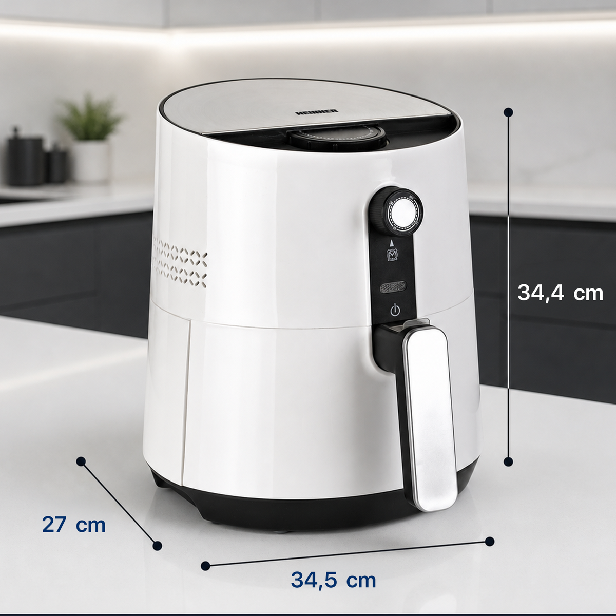 Heinner Heteluchtfriteuse – 1300W – 2,6L Mand – 3,6L Bereidingspan – Instelbare Thermostaat 0–200°C – Timer – Anti-aanbaklaag – Oververhittingsbeveiliging – Wit (10)