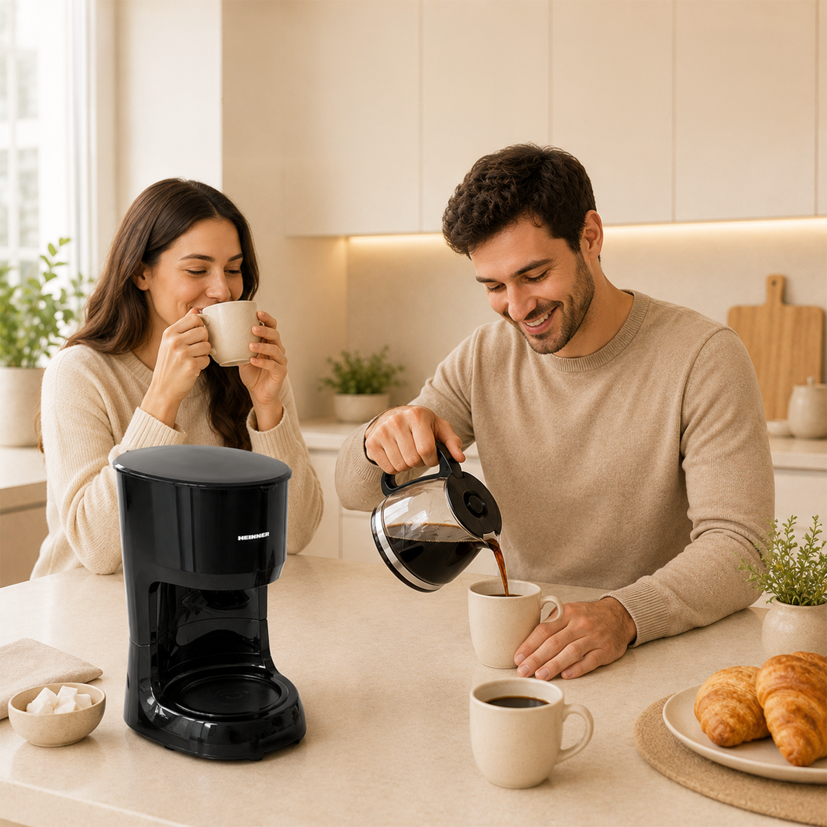 Heinner Filterkoffiezetapparaat – 750 W – Inhoud 1,25 L – Glazen Koffiekan – Warmhoudplaat – Druppelstop – Waterniveau-indicator – Zwart (4)