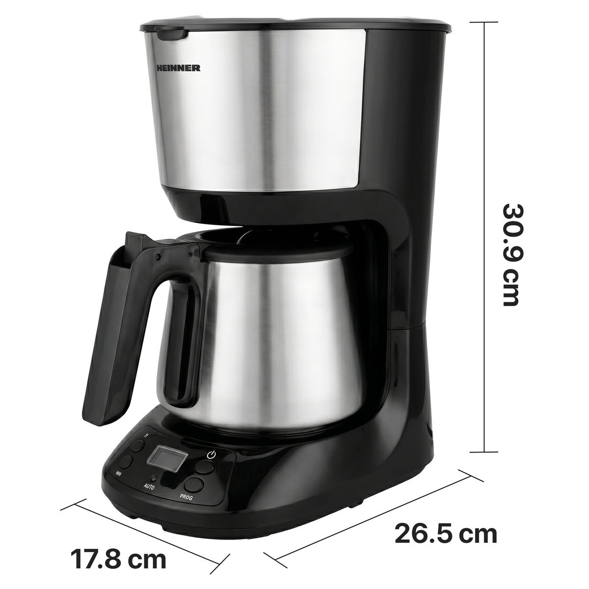 Heinner Armoure Filter Koffiezetapparaat met Timer – 1,25 L – 750W – LCD-display – Programmeerbaar – Druppelstop – Warmhoudfunctie – Automatische Uitschakeling – Zwart (4)
