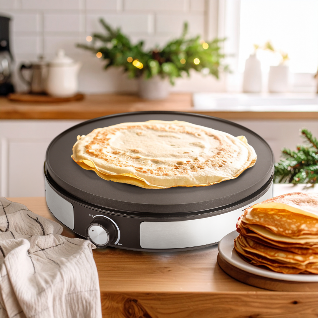 Heinner 2-in-1 Pannenkoekenmaker & Crepemaker – 1500W – Anti-aanbaklaag – Omkeerbare Plaat – Temperatuurregelaar – Indicatie Lampje – Roestvrijstalen Behuizing (4)