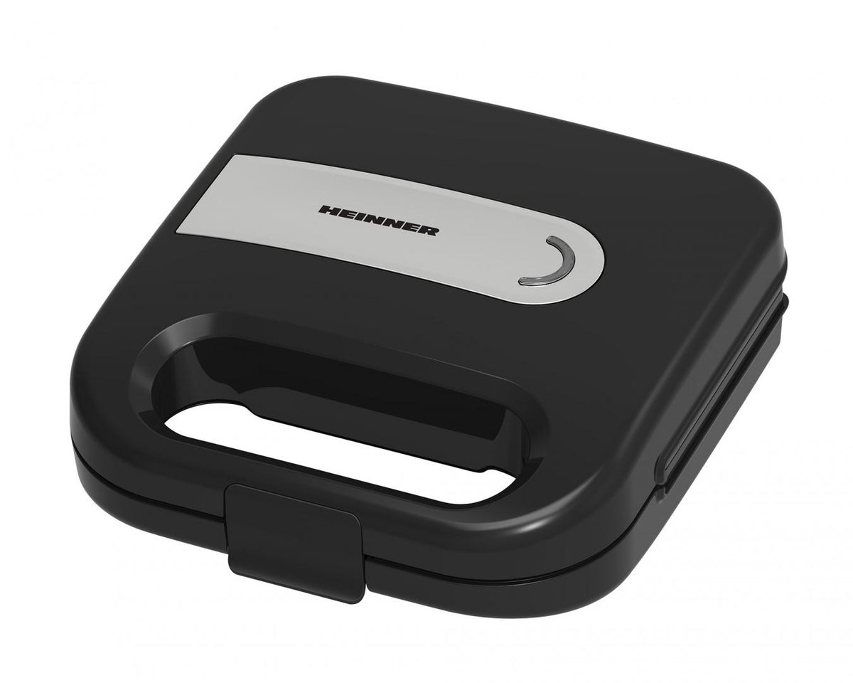 Heinner Elektrische Sandwichmaker en Tosti-ijzer – 750 W – Voor 2 Sandwiches – Antiaanbakplaten – Koelblijvende Handgreep – Indicatielampjes – Veiligheidssluiting – RVS Paneel – Zwart