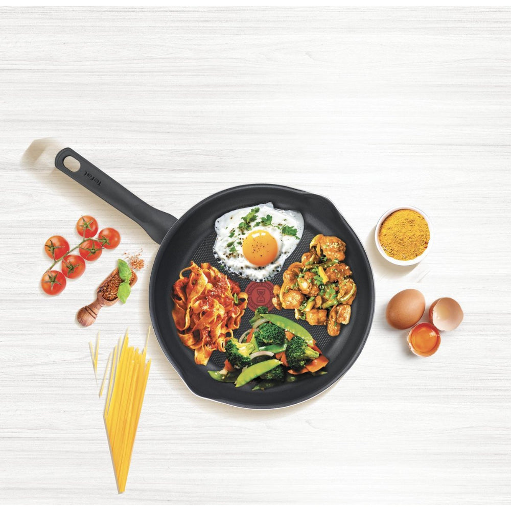 Tefal Day by Day Pannenset - Koekenpannen 20/24/28cm + Wokpan 28cm - Niet geschikt voor Inductie - Anti-aanbaklaag - Schenktuiten - Aluminium - Zwart