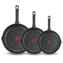 Tefal Day by Day Bratpfannenset – 24/28/32 cm – Nicht Induktionsgeeignet – Antihaftbeschichtung – Ausgießer – Aluminium – Schwarz