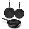 Tefal Hard Titanium Pro 3-teiliges Pfannenset – Bratpfannen Ø 24/28 cm mit Wokpfanne – Induktionsgeeignet – Schwarz