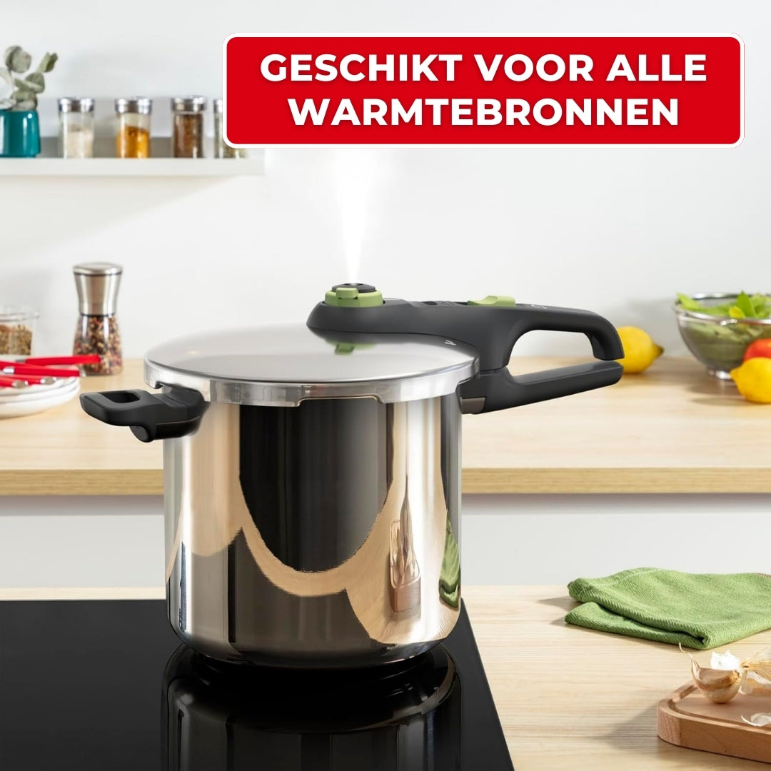 Tefal Secure 5 Trendy Snelkookpan met Stoommandje - 8 liter - Inductie - RVS