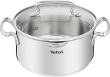 Tefal DUETTO+ kookpan 20 cm in zilver met glazen deksel en twee handvaten, vaatwasserbestendig
