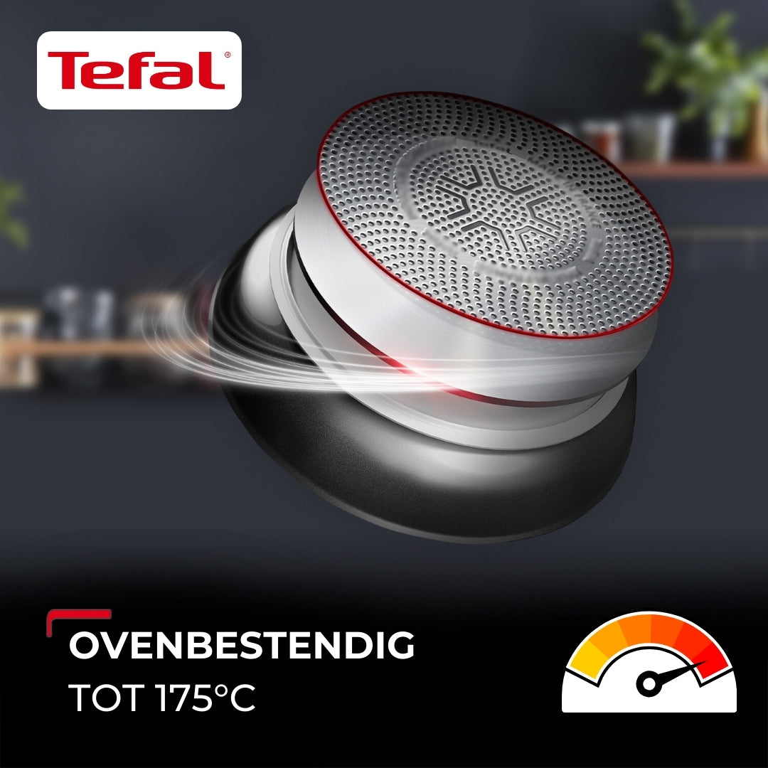 Tefal Hard Titanium Pro 4-delige Pannenset - Koekenpannen met Wokpan - Zwart