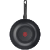 Tefal Day by Day Pannenset - Koekenpannen 20/24/28/32cm + Wokpan 28cm - Niet geschikt voor Inductie - Anti-aanbaklaag - Schenktuiten - Aluminium - Zwart