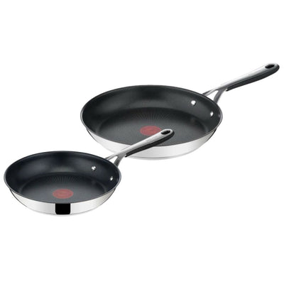 Tefal pannenset Jamie Oliver 2-delig – koekenpannen Ø24 en Ø28 cm – RVS – inductie – anti-aanbaklaag