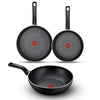 Tefal So Expert Pfannenset 3-teilig – Bratpfannen Ø 24/28 cm + Wokpfanne Ø 28 cm – Induktionsgeeignet – Antihaftbeschichtung – Aluminium – Schwarz