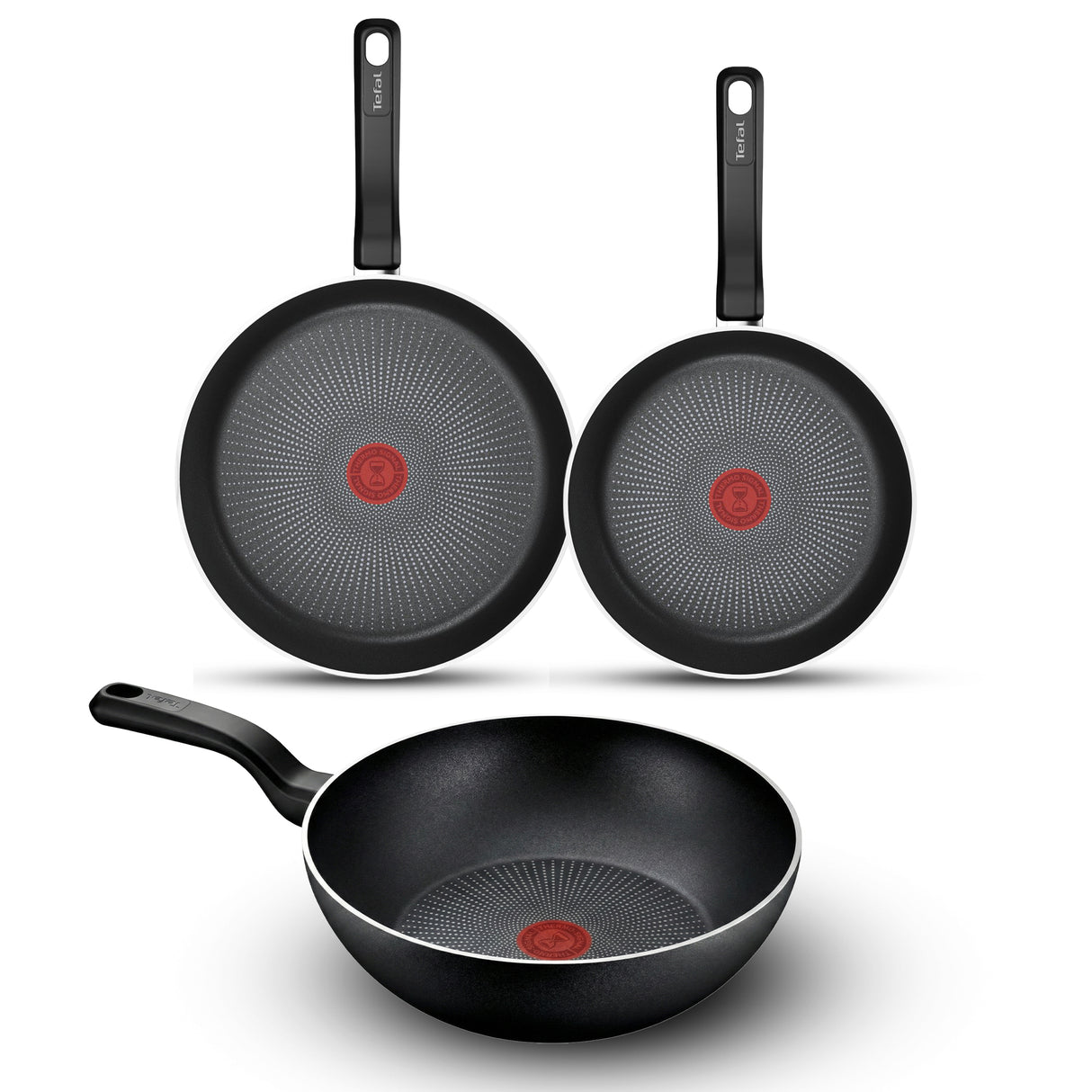 Tefal So Expert Topfset 3-teilig - Bratpfannen 24/28cm + Wokpfanne 28cm - Induktion - Antihaftbeschichtung - Aluminium - Schwarz