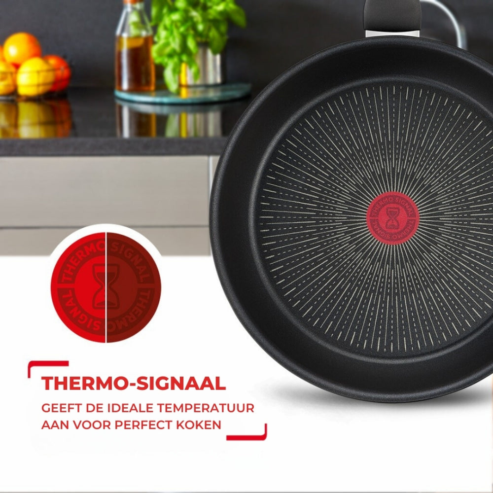 Tefal Titanium hapjespan zwart aluminium met Thermo-Signal technologie