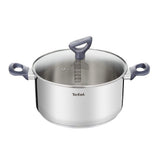 Tefal kookpan 20 cm - 2,5 liter - Met deksel - Roestvrij staal - Zilver