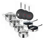 Tefal Jamie Oliver Complete Pannenset - 9-delig - Kookpotten - Koekenpannen - Wokpan - Hapjespan - Tefal Pannen - RVS