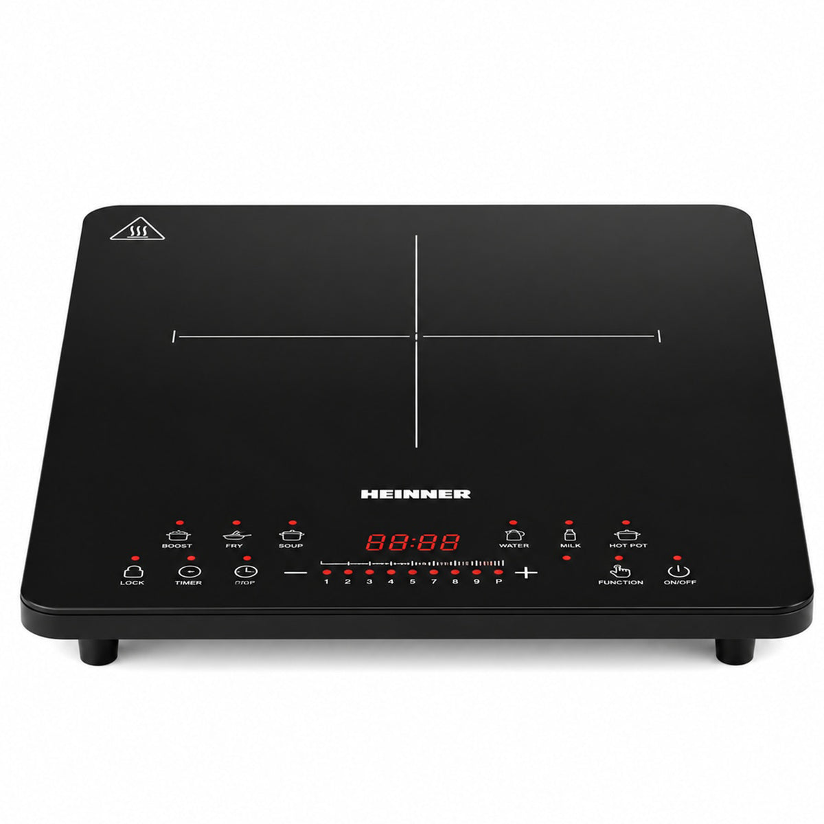 Heinner HFSHI-M1Z8SMTC Vrijstaande Inductiekookplaat – 1 Kookzone – 2100 W – 9 Vermogensstanden – Touchbediening – Automatische Uitschakeling – Panherkenning – Restwarmte-indicator – Kinderslot – Zwart