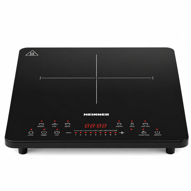 Heinner HFSHI-M1Z8SMTC Vrijstaande Inductiekookplaat – 1 Kookzone – 2100 W – 9 Vermogensstanden – Touchbediening – Automatische Uitschakeling – Panherkenning – Restwarmte-indicator – Kinderslot – Zwart