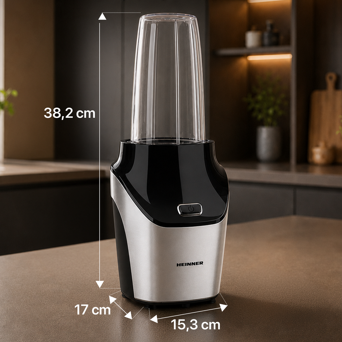 Heinner Sportblender – 1000W – 18.000 rpm – 0,45L & 1L Tritan Bekers – BPA-vrij – RVS Messen – Grinder – Pulse Functie – Zwart/Inox (11)