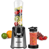 Heinner Sportblender – 400W – 19.000 rpm – 600 ml & 400 ml Tritan Bekers – BPA-vrij – 2 Ready-to-Go Deksels – RVS Messen – Inox Behuizing – Zwart/Inox