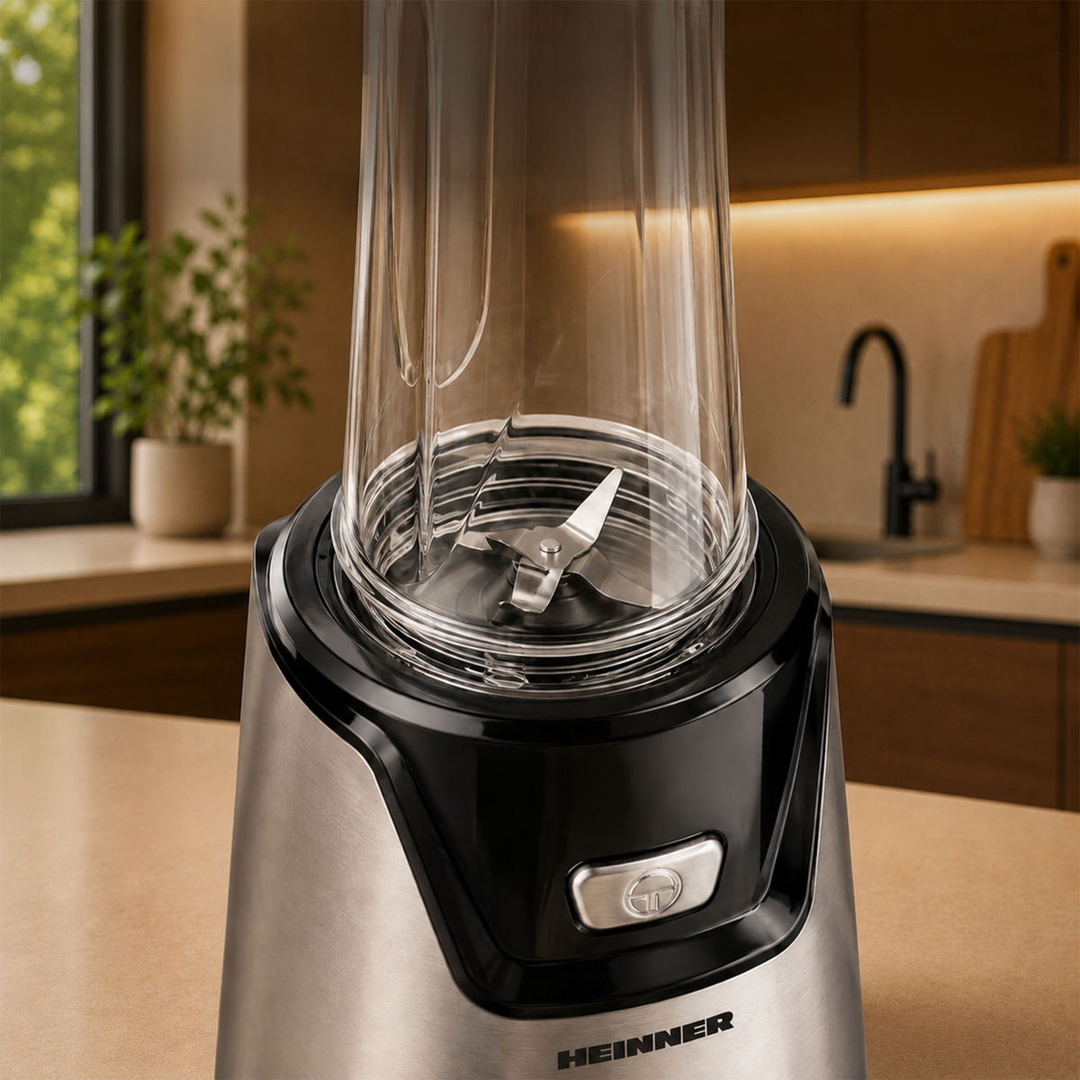 Heinner Sportblender – 400W – 19.000 rpm – 600 ml & 400 ml Tritan Bekers – BPA-vrij – 2 Ready-to-Go Deksels – RVS Messen – Inox Behuizing – Zwart/Inox (5)