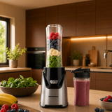 Heinner Sportblender – 400W – 19.000 rpm – 600 ml & 400 ml Tritan Bekers – BPA-vrij – 2 Ready-to-Go Deksels – RVS Messen – Inox Behuizing – Zwart/Inox (3)
