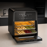 Heinner Heteluchtfriteuse – 2000W – 12L Capaciteit – Ovenfunctie – Digitaal Touchdisplay – Timer 60 min – Dehydrateren 24u – 8 Programma’s – Rotisserie – Zwart (9)