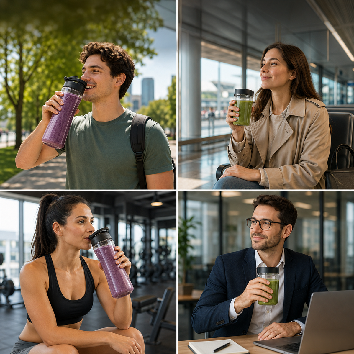 Heinner Sportblender – 400W – 19.000 rpm – 600 ml & 400 ml Tritan Bekers – BPA-vrij – 2 Ready-to-Go Deksels – RVS Messen – Inox Behuizing – Zwart/Inox (4)