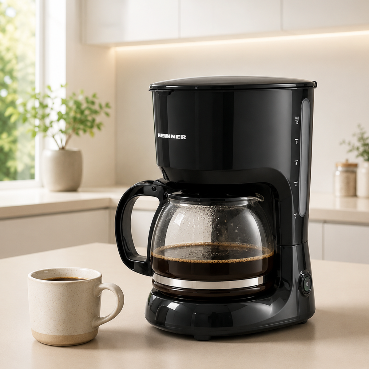Heinner Filterkoffiezetapparaat – 750 W – Inhoud 1,25 L – Glazen Koffiekan – Warmhoudplaat – Druppelstop – Waterniveau-indicator – Zwart (5)