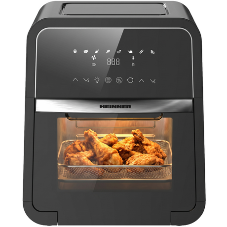 Heinner Heteluchtfriteuse – 2000W – 12L Capaciteit – Ovenfunctie – Digitaal Touchdisplay – Timer 60 min – Dehydrateren 24u – 8 Programma’s – Rotisserie – Zwart