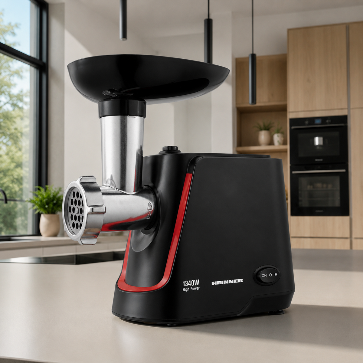 Heinner Elektrische Vleesmolen – Gehaktmolen met RVS mes – 2 snelheden + Reverse-functie – 1340 W – 1,5 kg/min – Inclusief Worst & Kibbe-accessoire – Zwart (8)