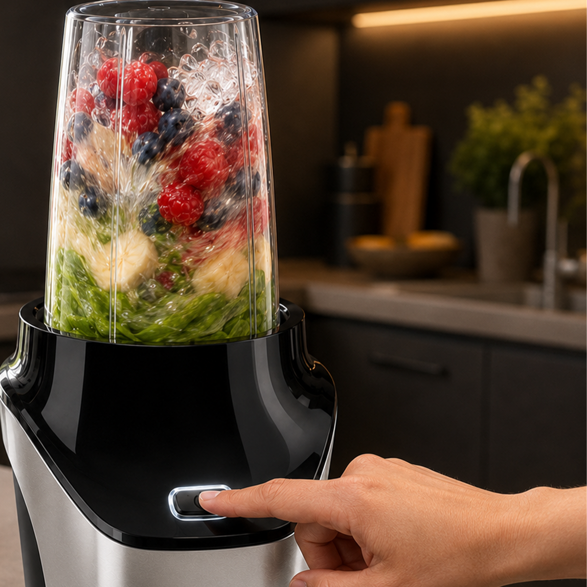Heinner Sportblender – 1000W – 18.000 rpm – 0,45L & 1L Tritan Bekers – BPA-vrij – RVS Messen – Grinder – Pulse Functie – Zwart/Inox (6)