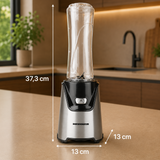 Heinner Sportblender – 400W – 19.000 rpm – 600 ml & 400 ml Tritan Bekers – BPA-vrij – 2 Ready-to-Go Deksels – RVS Messen – Inox Behuizing – Zwart/Inox (9)