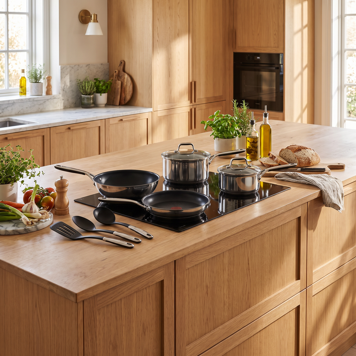 Pannenset Jamie Oliver – Tefal Complete Serie 9-delig – RVS & anti-aanbak – inductiegeschikt