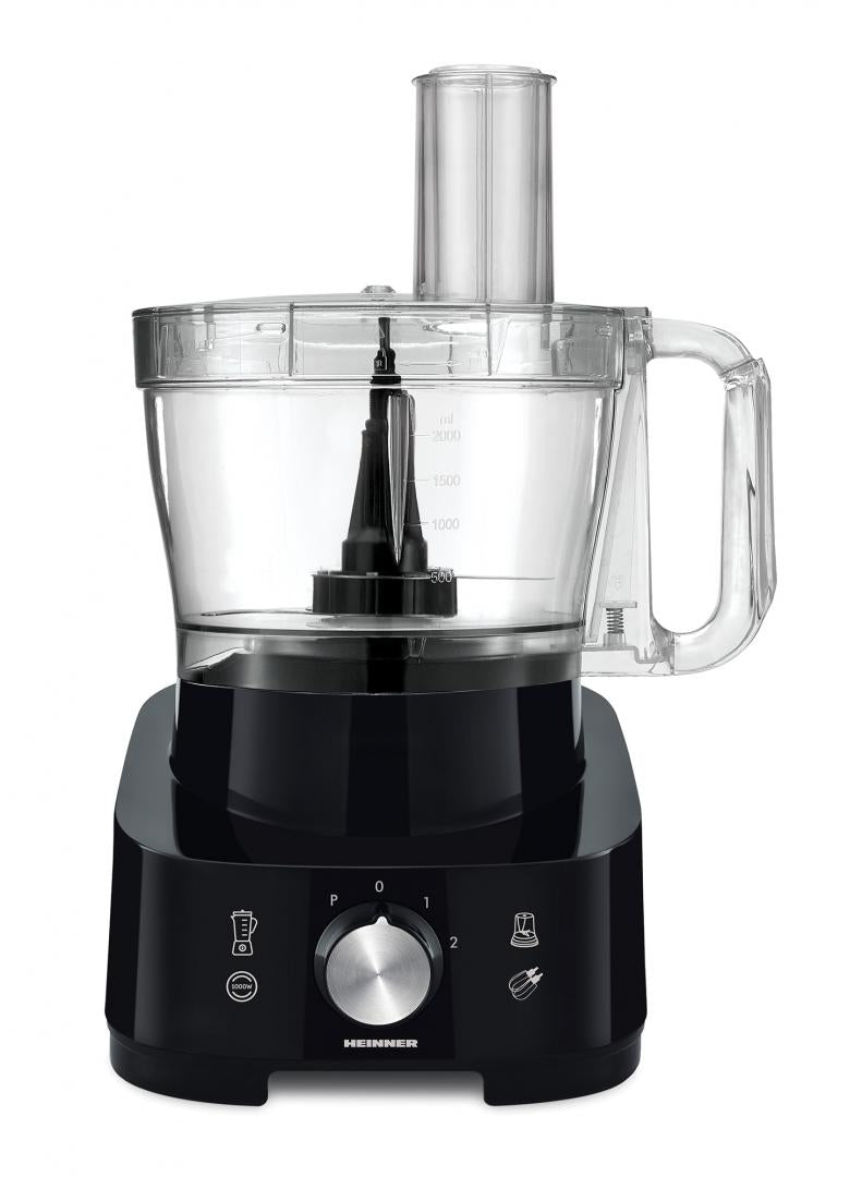 Heinner Multifunctionele Foodprocessor – 1000 W – Mengkom 3,5 L – Blender 1,8 L – 2 Snelheden en Pulsstand – Hak-, Kneed-, Snij-, Rasp-, Klop- en Maalfunctie – Zwart