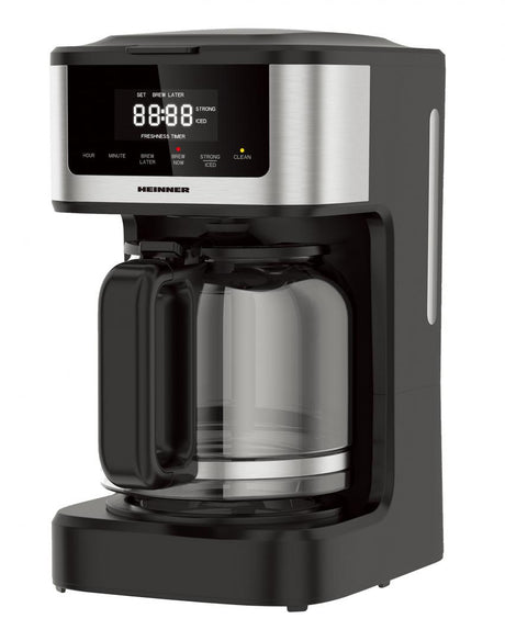 Heinner Digitale Koffiezetapparaat – 1,8 L – 900 W – 12 Koppen – Programmeerbare Timer – Touchbediening – Warm- en Koudzetfunctie – Zelfreinigend – Roestbestendig