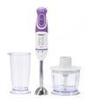 Heinner Staafmixer Set – 600W – 5 Snelheden – Turbo Functie – 700 ml Maatbeker – Hakmolen – Garde – RVS Staaf – Wit/Violet